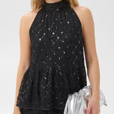 Dirtsa paljettitoppi, Black Placed Sequins
