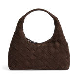 Hayma Suede Weave Handbag, Suede Dark Brown