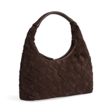 Hayma Suede Weave Handbag, Suede Dark Brown