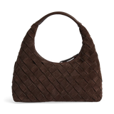 Hayma Suede Weave Handbag, Suede Dark Brown