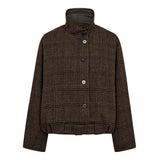 Olva Check Balloon Jacket, Dark Brown