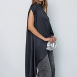 Idun Turtle Cape Blouse, Black