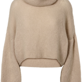 Andrea Rollneck Cropped alpakkaneule, Beige