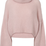 Andrea Rollneck Cropped alpakkaneule, Light Pink