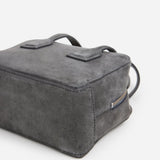 Laci Mini Bowler Bag Suede, Stone Grey