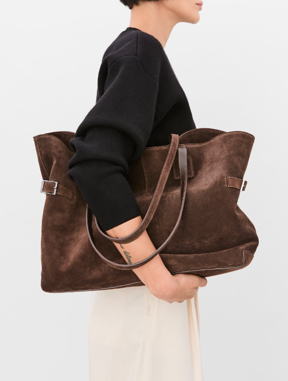 Flattered - Lesley tote bag, suede chocolate