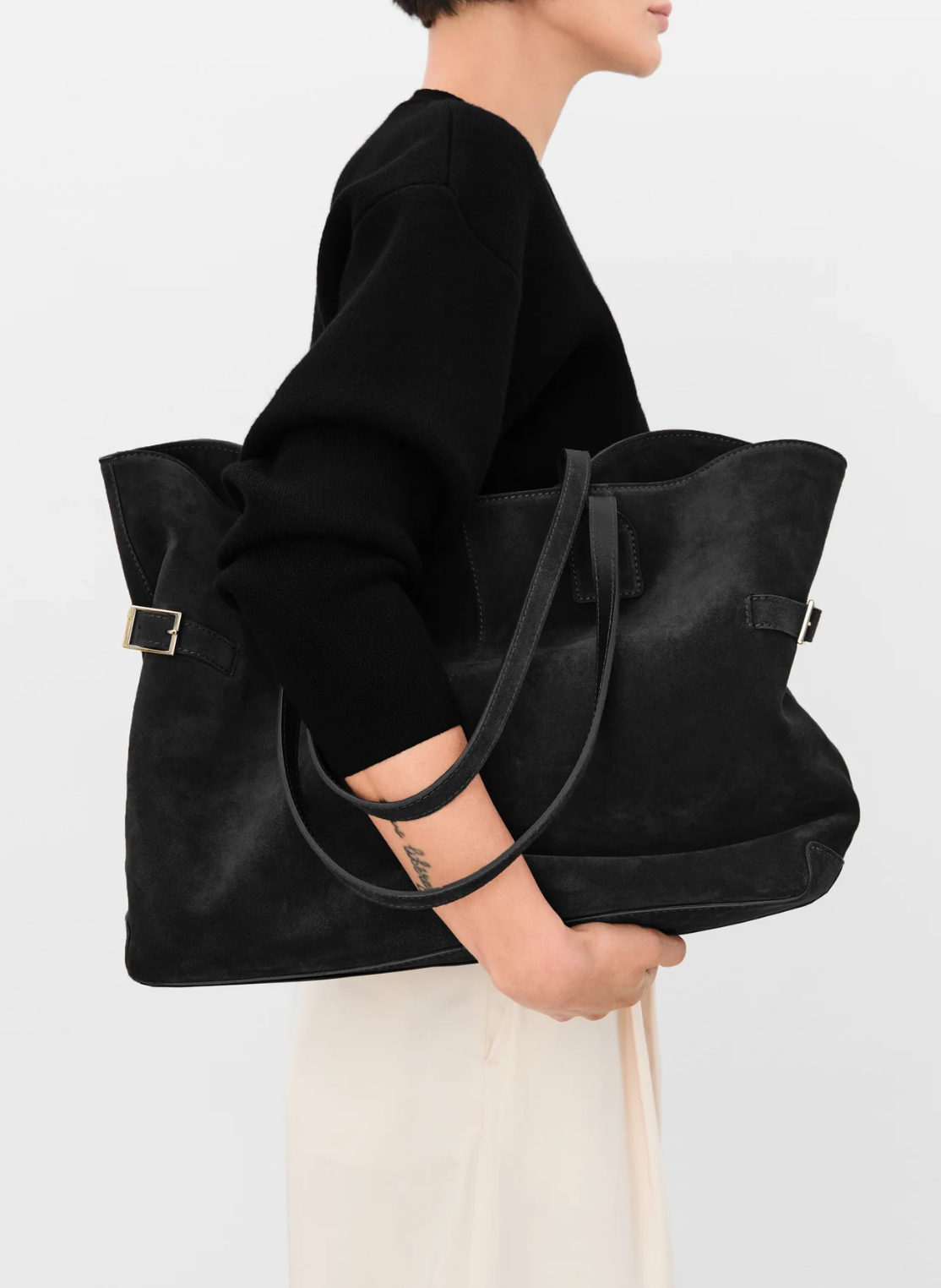 Flattered - Lesley tote bag, suede black