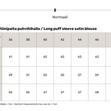 Pitkähihainen satiinipaita puhvihihalla, Latte