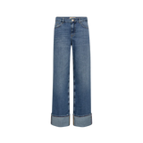 Dara Turn-up Jeans, Mid Blue