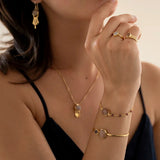 Memorable Peach Moonstone Garnet rannekoru, Gold Plated