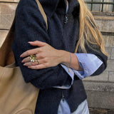 Hulda Knit Zip neuletakki, Salute Navy