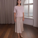 Lyhythihainen cashmereneule, Pale Pink