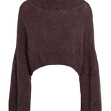 Andrea Rollneck Cropped alpakkaneule, Cocoa